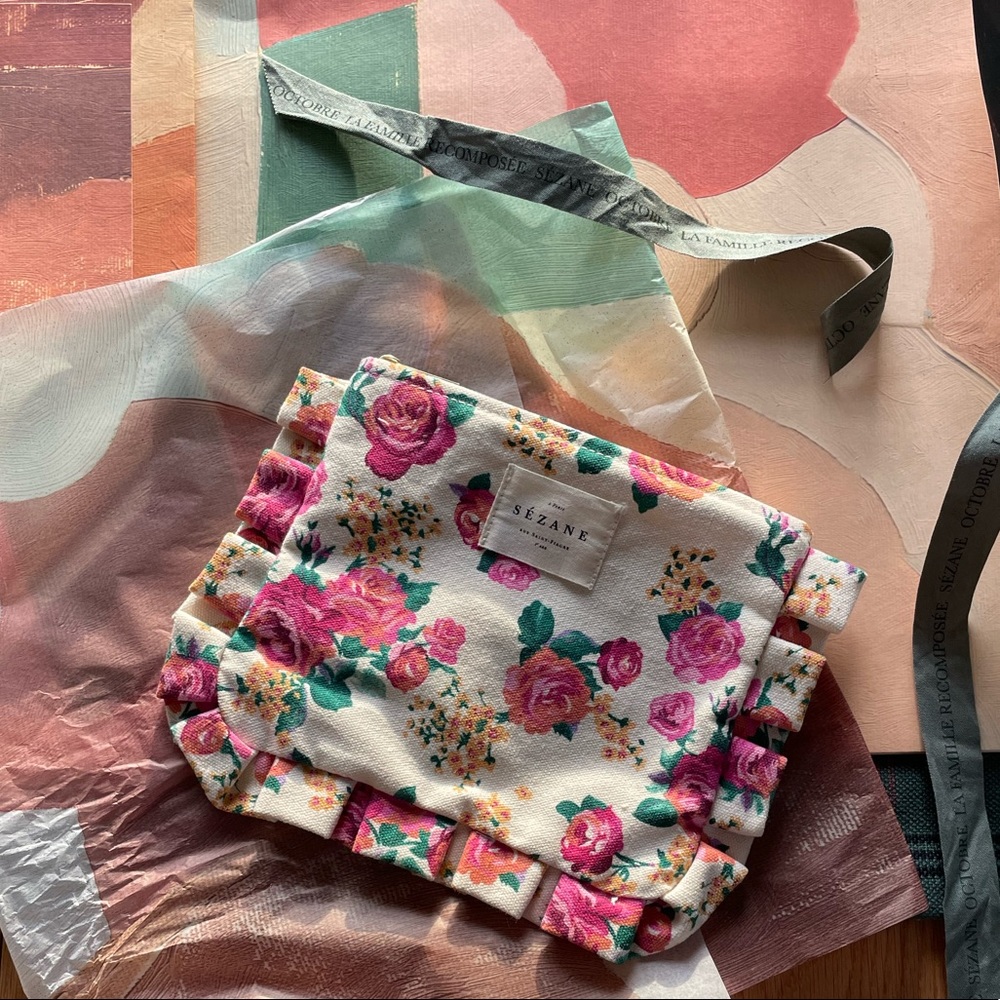 NWT Sezane limited edition floral zip pouch